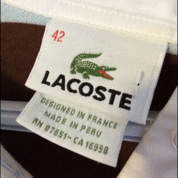 Lacoste Blue and Brown Striped Button - Picture 3 of 4